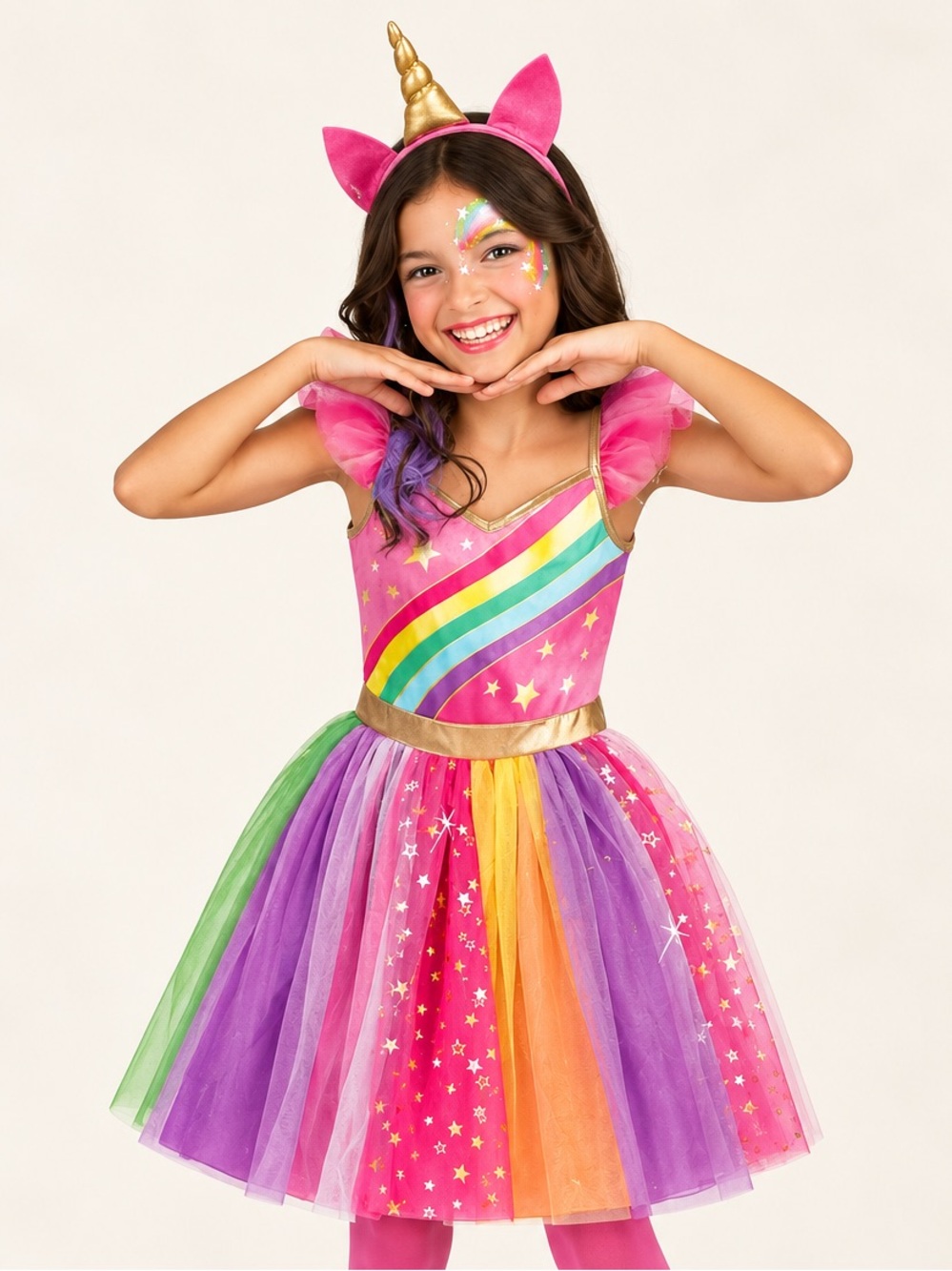 Youth Girls Pink Rainbow Unicorn Tutu Costume / Cute Halloween Costume / Magical